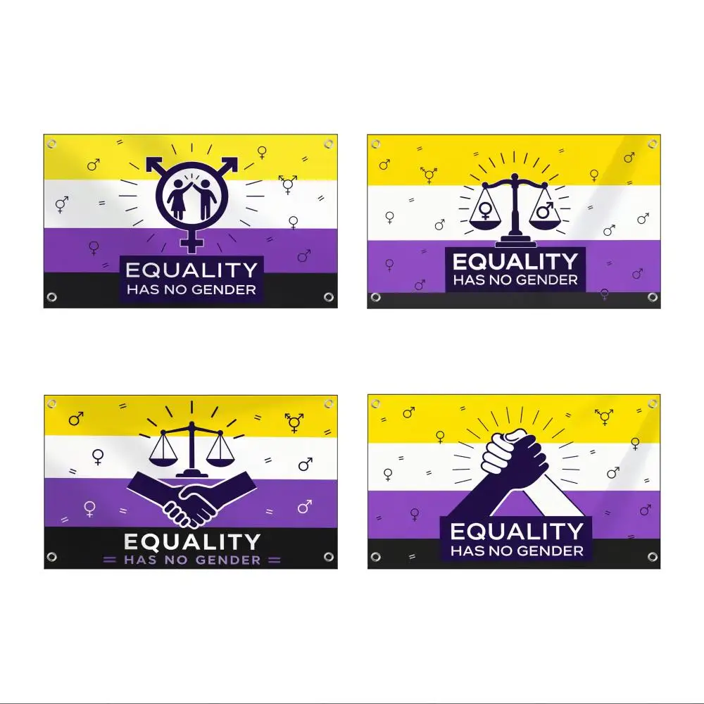 EQUALITY HAS NO GENDER Flags Horizontal High Density Knitted Fabric European Simple For Durable Outdoor Indoor Use