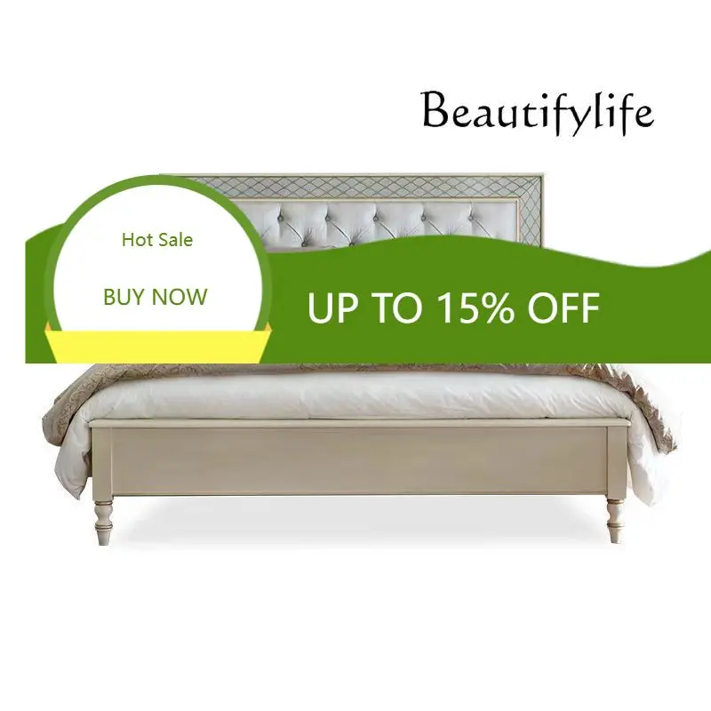 

Двуспальная кровать из массива дерева, модная, в европейском стиле, легкая роскошь, для главной спальни, современная, простая, дизайнерская, с высоким качеством отделки X