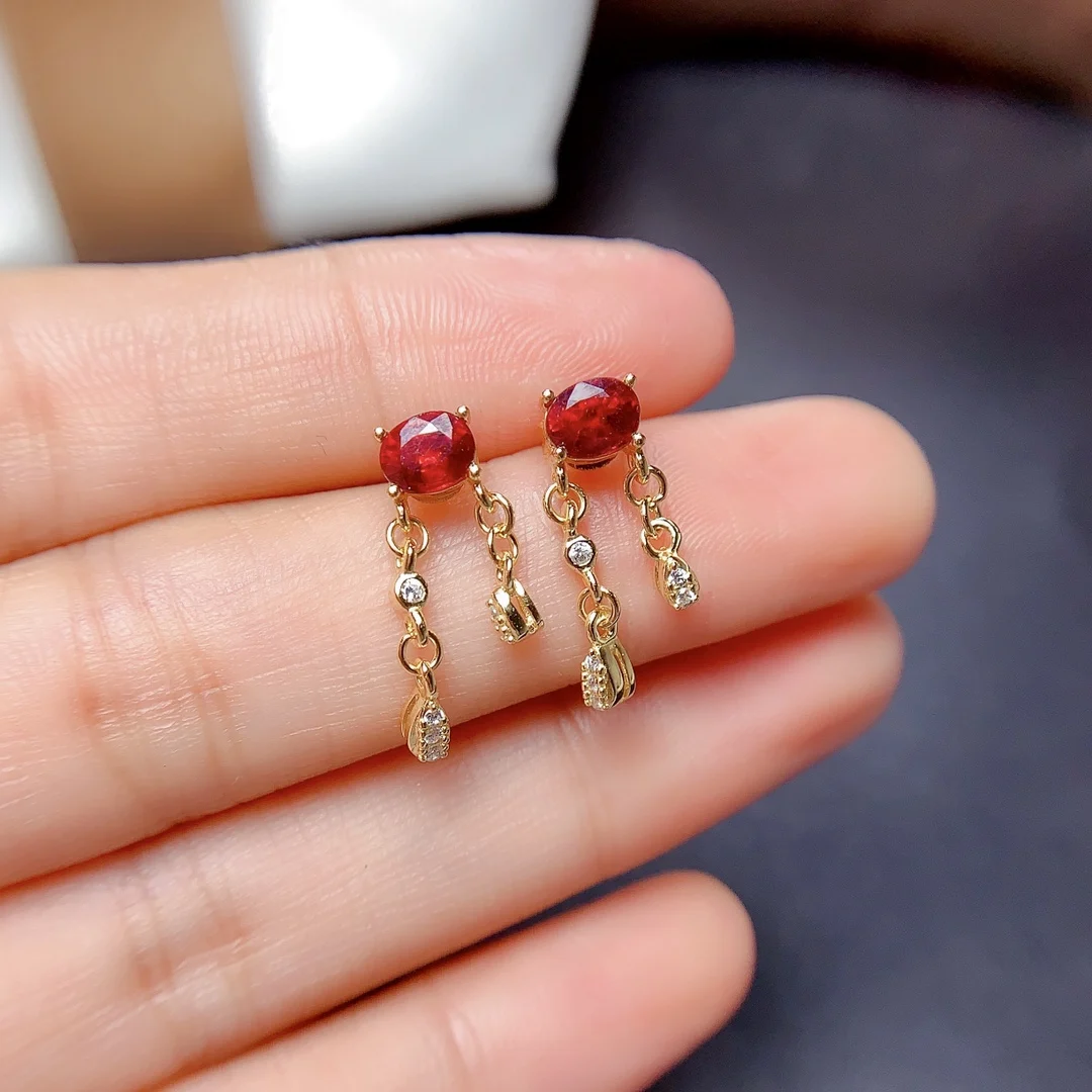 

Brand New Natural Ruby Stud Earrings Women's Party Jewelry 100% 925 Silver Luxury Free Shipping Jewelry Natural Genuine Ruby