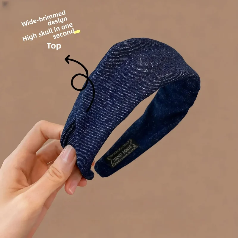 Fascia per capelli lavorata a maglia con bordo largo grigio da donna Nuovo 2025 Teschio alto Top Fermaglio per capelli Fascia per capelli Accessorio per capelli Stile coreano