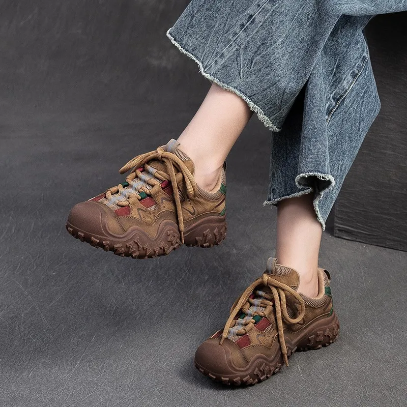 

GKTINOO 2025 Autumn New Casual Outdoor Sports Lace Up Clunky Sneakers Mixed Colors Comfortable Thick soled Women's Shoes