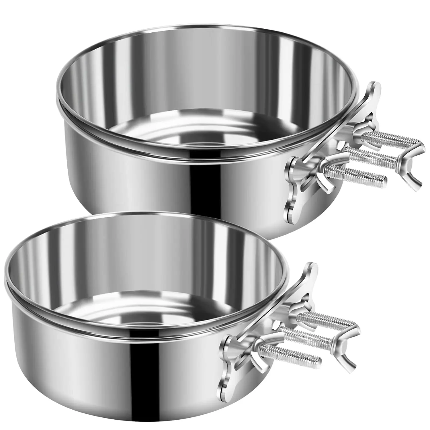 2 Pcs Stainless Steel Large Dog Hanging Crate Bowl Set 61 & 44 OZ, Customized