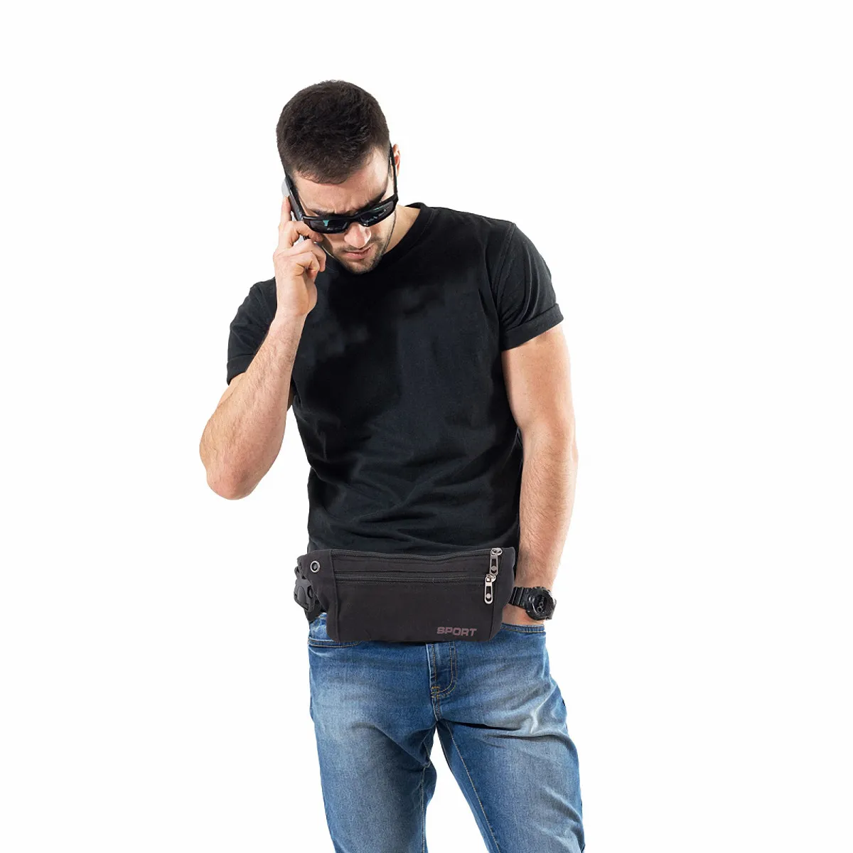 

Lightweight Waterproof Canvas Waist Pack Khaki Adjustable Belt Sports Running Hiking Riding Pocket Mobile Phone Pouch