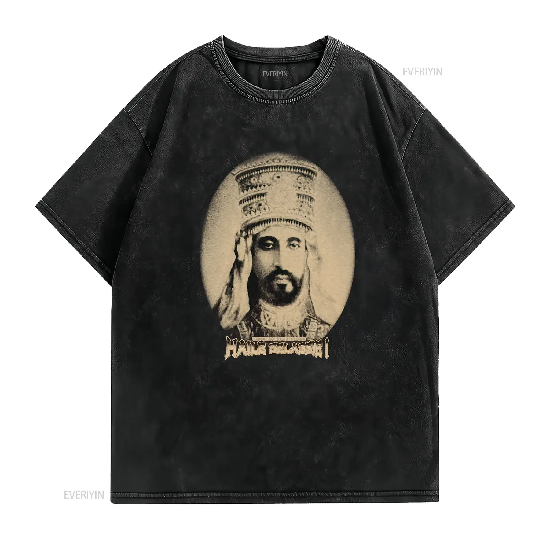 Vintage Haile Selassie T Shirt Bob Marley Marcus Garvey Malcolm X No yo588 vintage Washed Top For Everyday Wear graphic