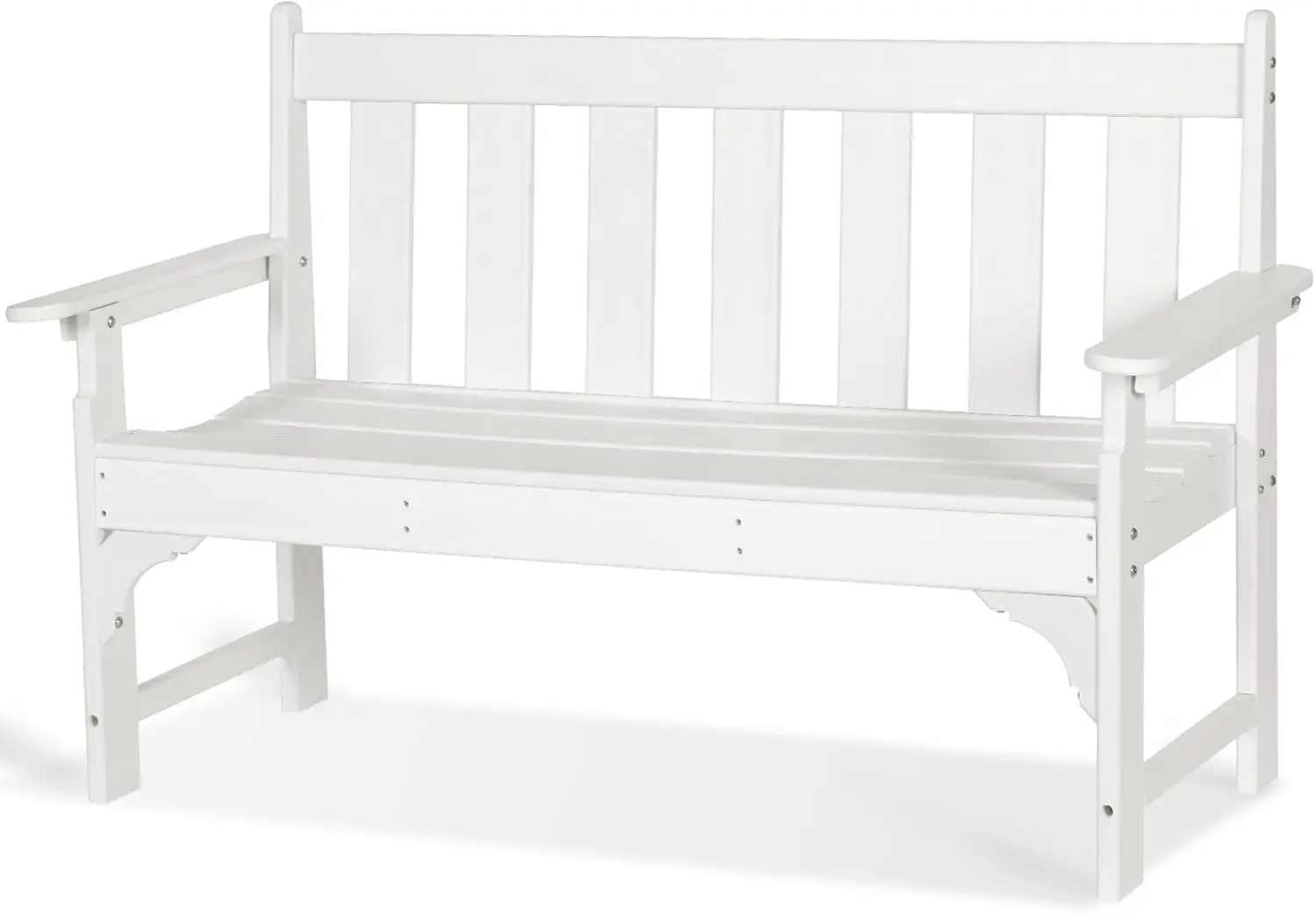 Outdoor HDPE Patio Bench in White, Load up to 800 Lbs, Rot - Proof and Fade - Proof, for Patio, Porch, and Park