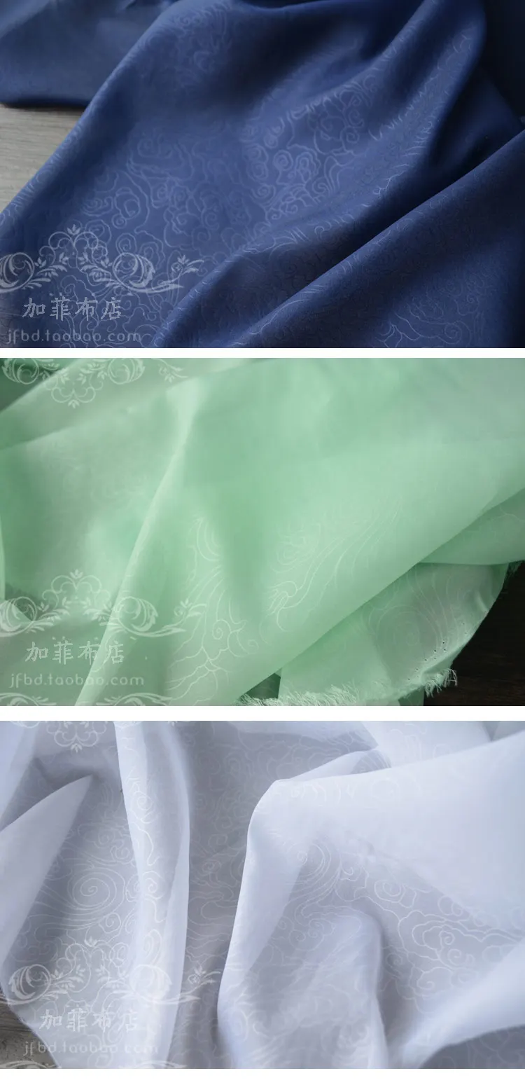 Organza Fabric By The Meter for Clothing Wedding Dresses Skirts Sewing Cloud Pattern Yarn Thin Jacquard Soft Summer