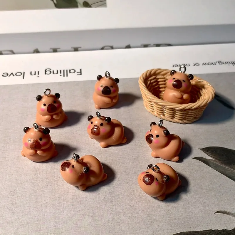 10Pcs Cute Lovely Capybara Resin Charms Kawaii Animal Pendant Diy Keychains Earring Jewelry Making Findings