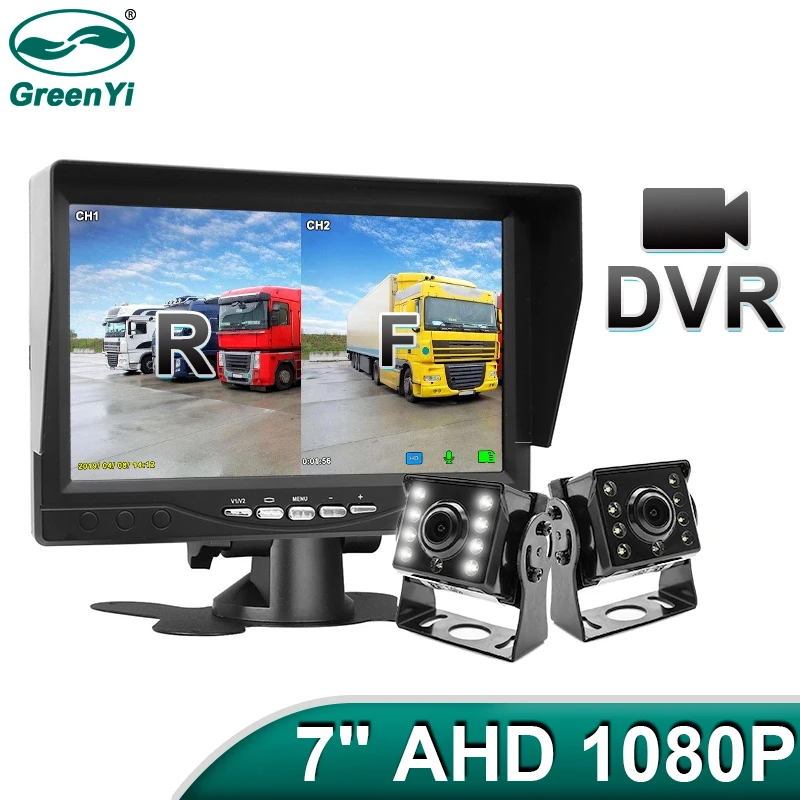 GreenYi 1920*1080 Recording DVR 2 Truck Backup Camera AHD Night Vision with 7\