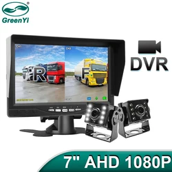 GreenYi 1920*1080 Recording DVR 2 Truck Backup Camera AHD Night Vision with 7