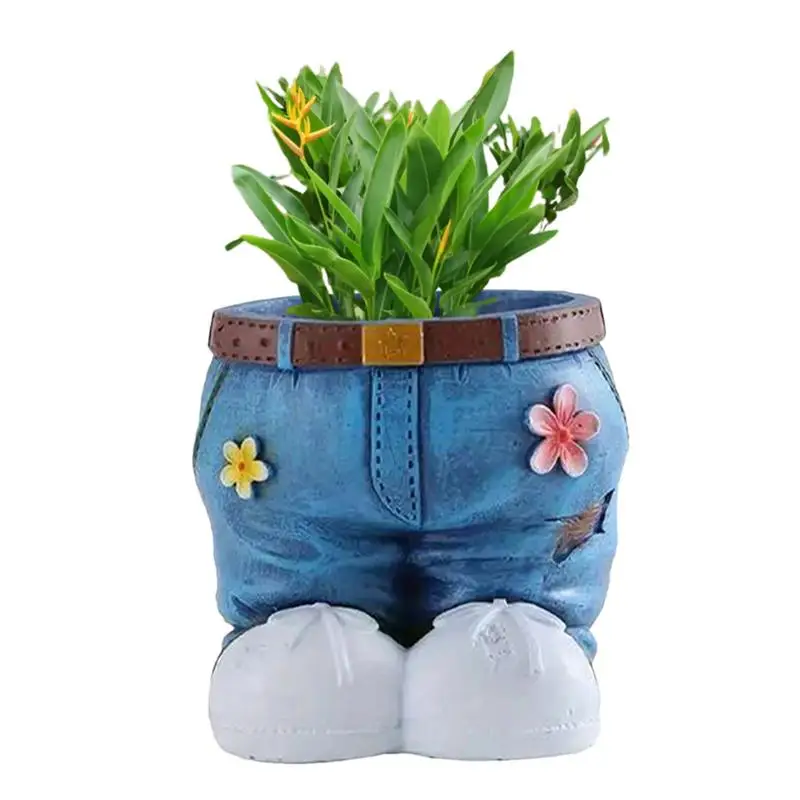

Милые горшки для растений, джинсы, джинсовая юбка, горшок для комнатных растений, поделки из смолы, пасторальный стиль, уличный и внутренний садовый горшок для