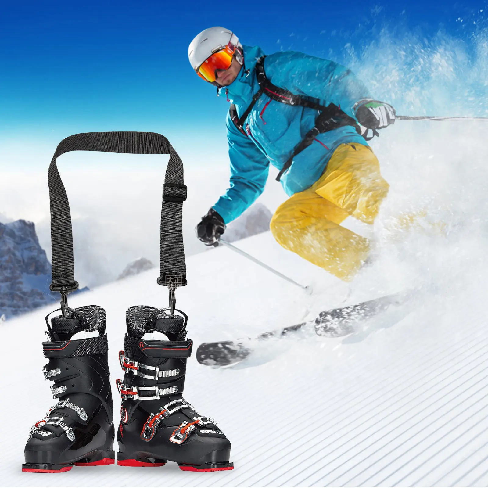 4 قطع من حزام حمل التمهيد على الجليد من النايلون شديد التحمل، حزام حمل يدوي مع دعم مريح للكتف، سهل الإصلاح والتعليق