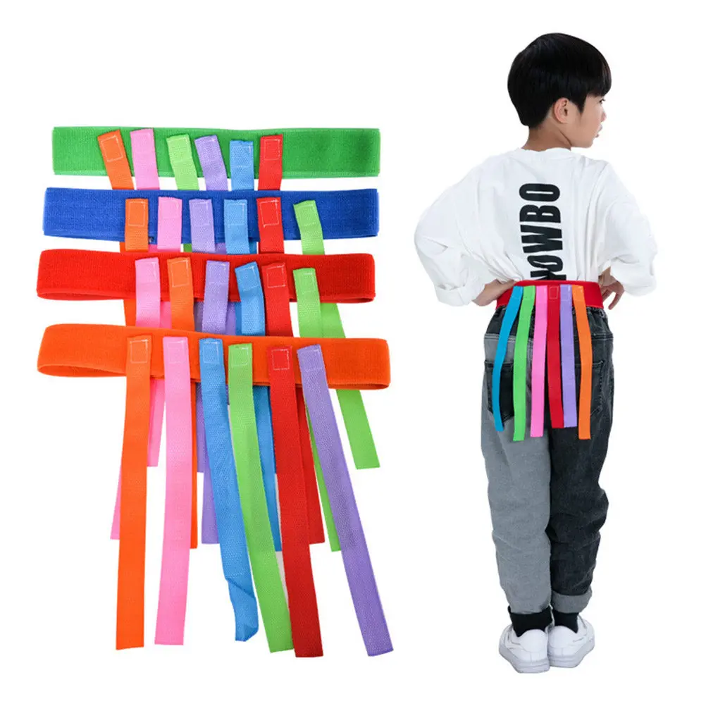 2Pcs Colorful Oxford Cloth Pull Tails Game for Kids Sensory Integration Training Kindergarten Outdoor Educational Activity Props