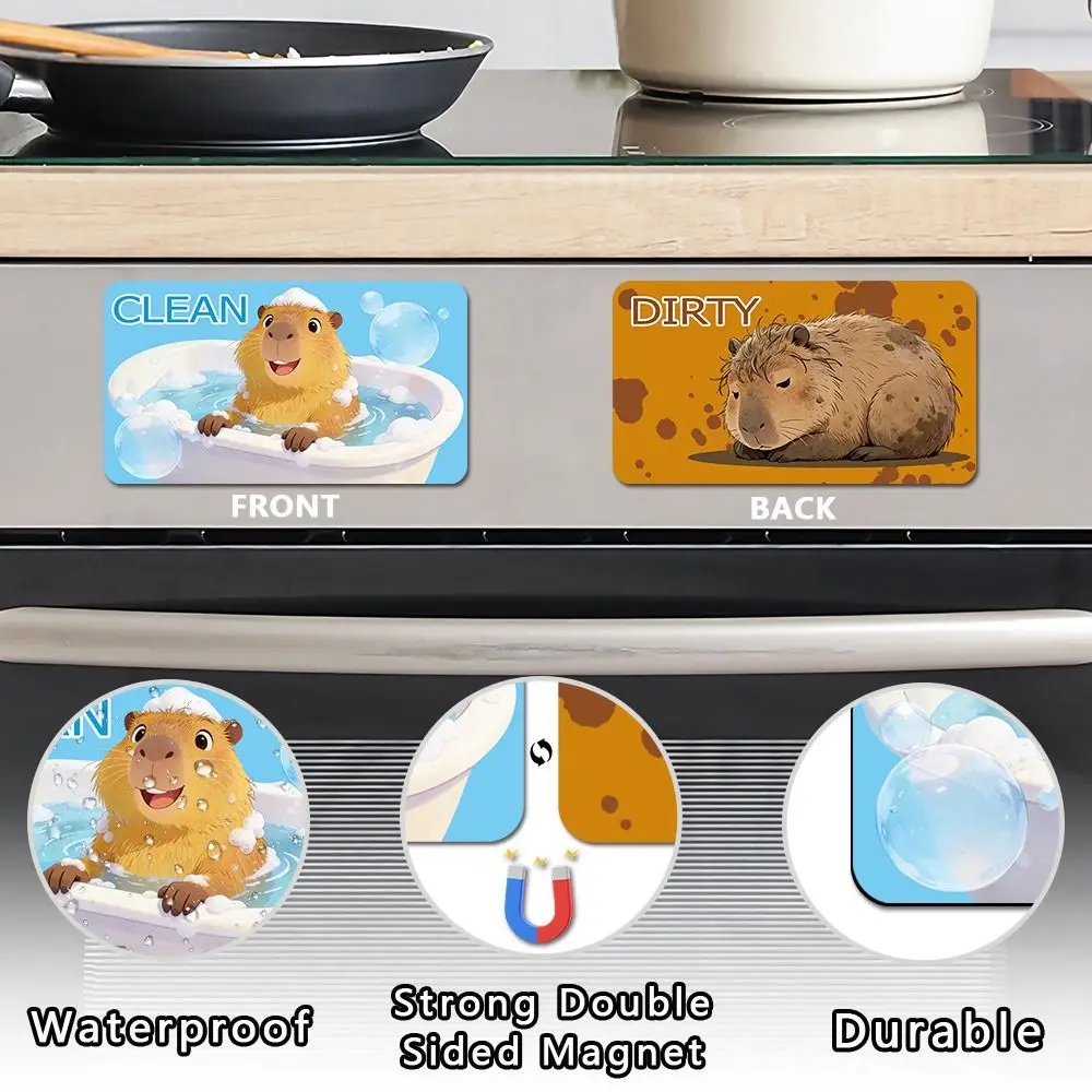 Cartoon Animal Dishwasher Stickers Clean Dirty Indicator Non-Scratch Dishwasher Magnet Sign Magnetic Status Indicator