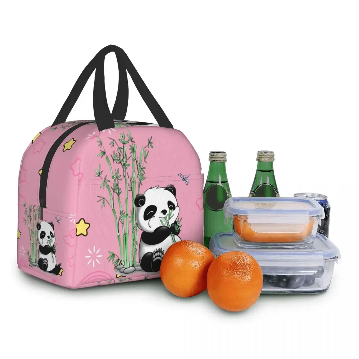 Bolsa de almuerzo con aislamiento de oso Panda para Picnic al aire libre, fiambrera térmica portátil para mujeres y niños, bolsas de almacenamiento de alimentos para el trabajo escolar