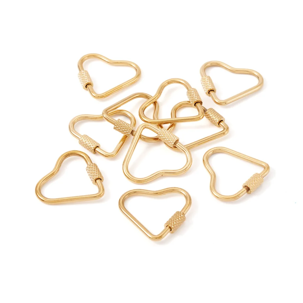 

10pcs 304 Stainless Steel Heart Charms Screw Lock Quick Links for Bracelet Necklaces DIY Jewelry Making Findings