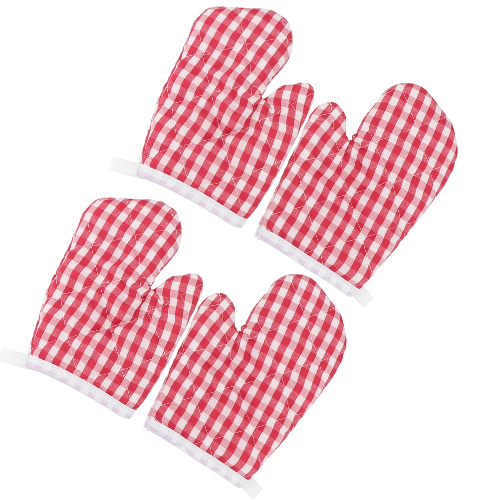 

4 Pcs Plaid Heat Insulated Oven Mitts Cooking Gloves for Kitchen Barbecue Baking Safe Protective Gloves Reusable Protection