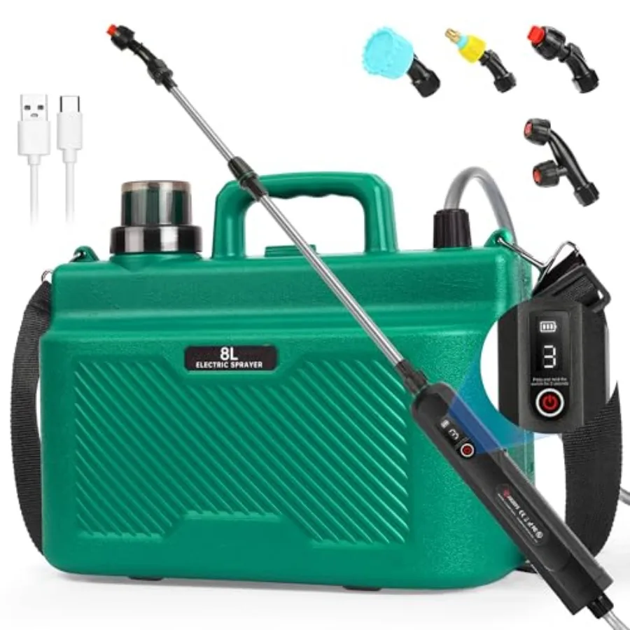 

2 Gallon Electric Sprayer Battery Powered Garden Sprayer with 3 Adjustable Speed Automatic Water Pump Weed Yard Lawn Sprayer wi