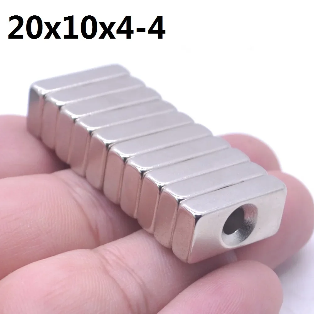 1/5/10/20/200pcs N35 Rectangular magnet f 20x10x4 mm hole 4 mm Super Strong Neodymium magnet 20*10*4 mm NdFeB magnet 20 x 10 x 4