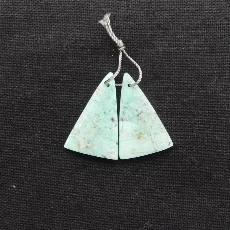 

B&F Handmade Chrysocolla Triangular Earring Beads Natural Polished Stones Jewelry Making Supplies 29x19x4mm