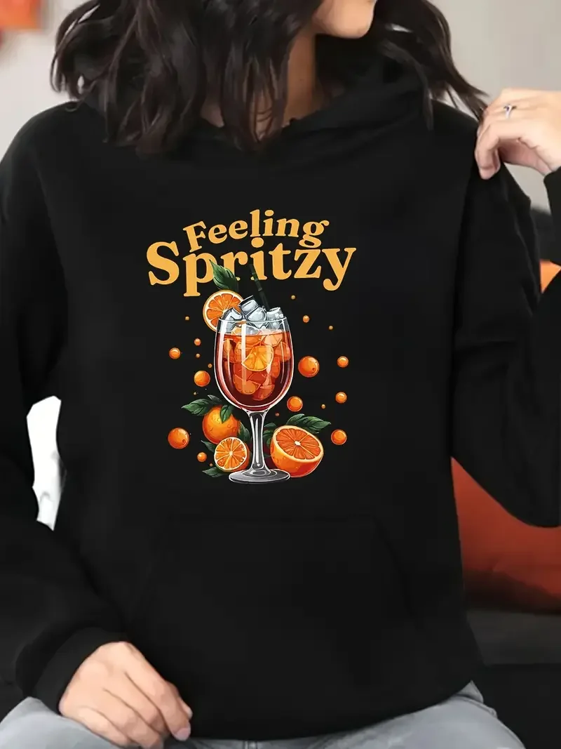 

Y2k Толстовки Feeling Spritzy Print Толстовка больших размеров Женская повседневная толстовка с карманами для повседневной носки 550 г K Pop Demon Hunters