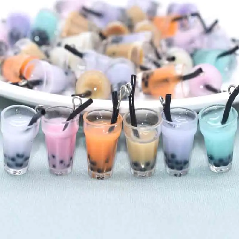 10pc 13*25mm Mixed Color Simulation Bubble Milk Tea Cup Charms For DIY Decoration Earrings Necklace  Fashion Jewelry Accessories