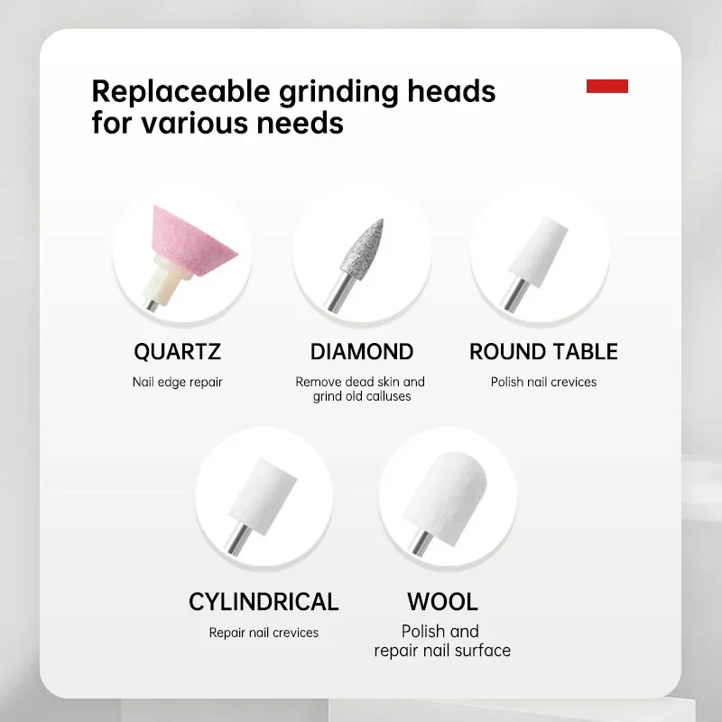 آلة مثقاب الأظافر الكهربائية المحمولة، أداة تلميع مانيكير لإزالة وطحن الأظافر، معدات مريحة للعناية بالأظافر