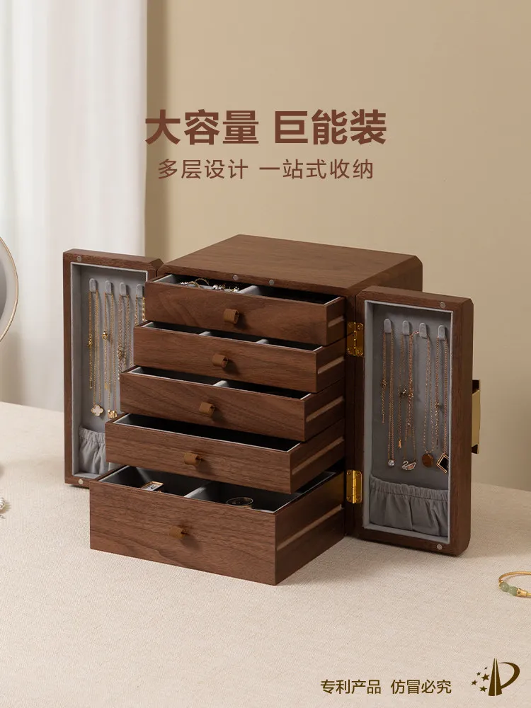 Solid wood jewelry box storage box high-end exquisite gold jewelry box