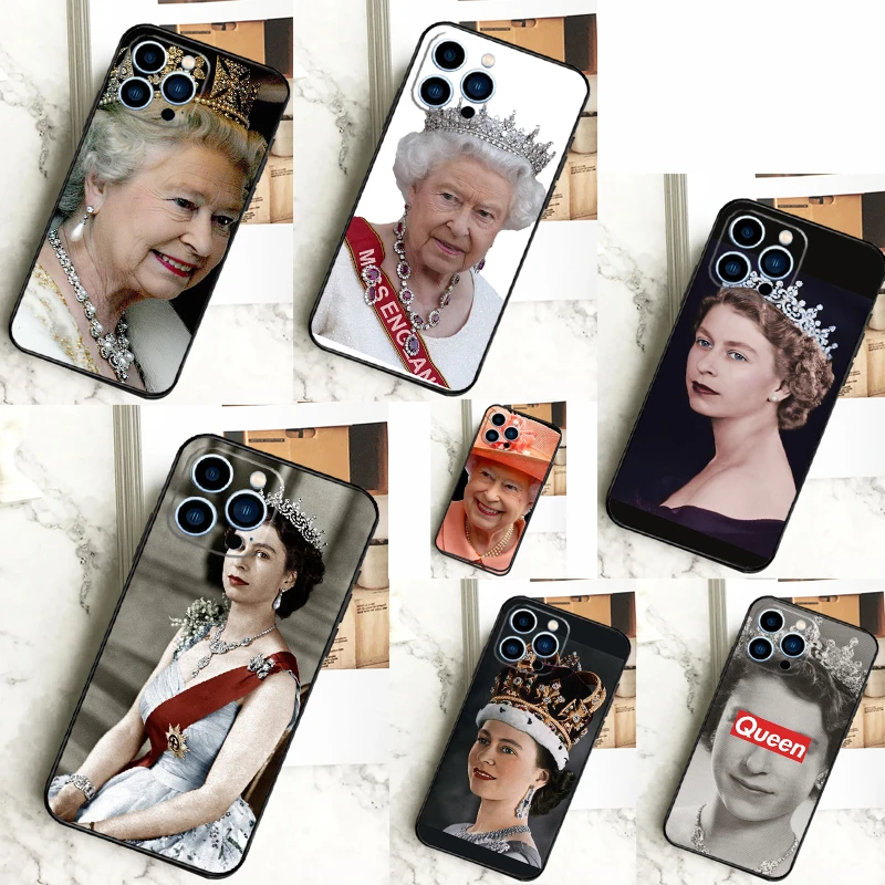 England Queen Elizabeth II Case For iPhone 16 15 14 13 12 11 Pro Max X XR XS 7 8 Plus 12 13 Mini Bumper Cover