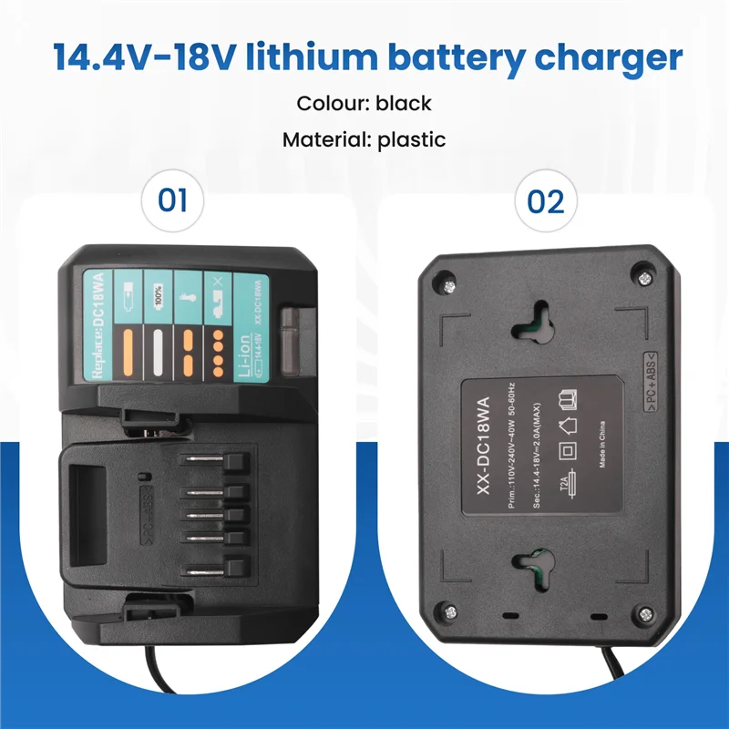 

Зарядное устройство ABT-14.4V-18V DC18WA для Maktec DC18SG DC1851 BL1813G BL1415G BL1815G BL1413G UH522D UM167D UR180D (вилка европейского стандарта)