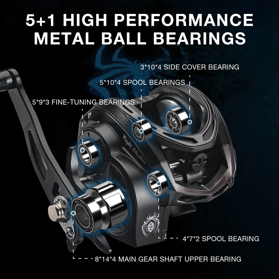 HAUT TON Black Baitcaster Fishing reel 6.3:1 Gear Ratio 7KG Max Drag System  5+1BB BB For Bass Feshwater Saltwate Fishing - AliExpress 18