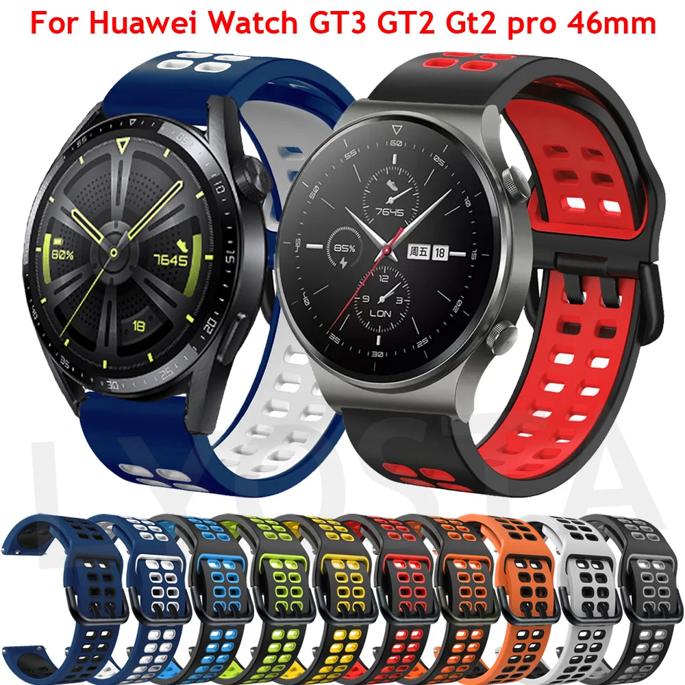 20 22mm Silicone Watch Strap Wristband For Huawei Watch GT3 GT2 Gt2 GT 2 3 pro 46mm Runner Sports Band Honor Magic 2 46mm Correa