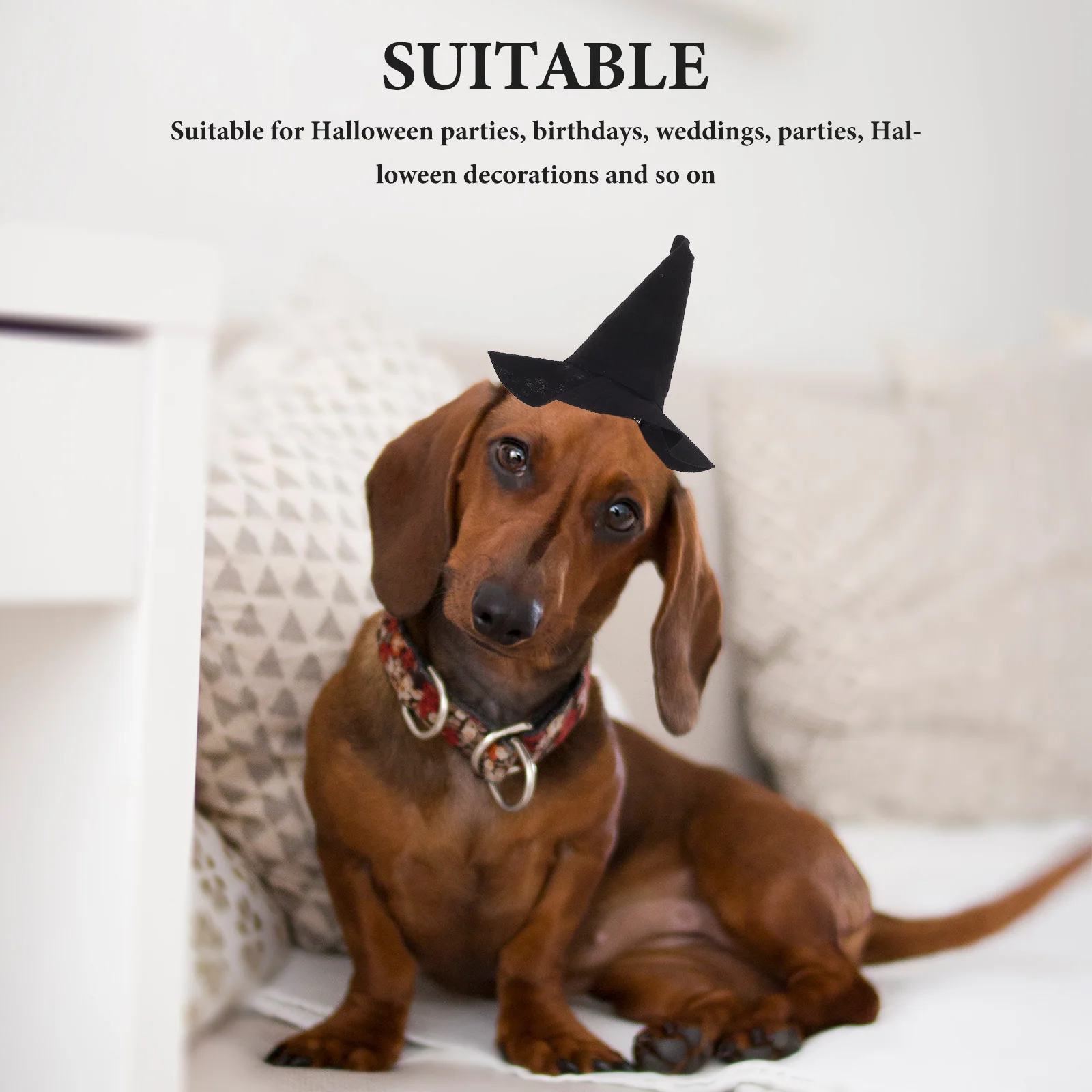 

4Pcs Halloween Witch Hat Mini Brush Nonwoven Fabric Set for Party Decorations Crafts Pet Costumes Pet Halloween Costume