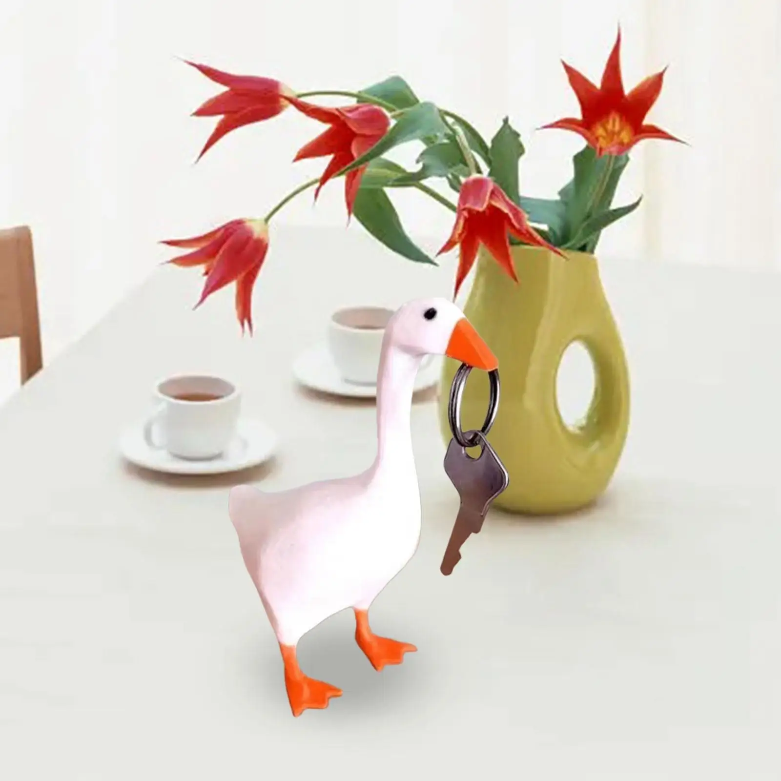 Duck Key Holder Lovely Duck Figurine Gifts Standing Art Crafts Desktop Decoration Resin Ornament for Apartment Room Home