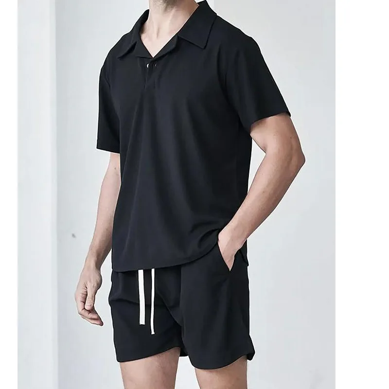 Ensemble 2 pièces haut et short en jacquard monochrome pour hommes, manches courtes, décontracté, mode, haute qualité, maison, été, nouveau