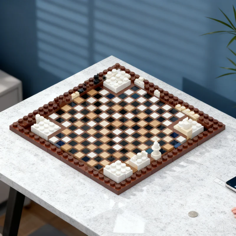 

6577pcs MOC 4 Players Chess Board Games Model Building Blocks Creative DIY Gift Display Decor Assemble Premium Adult Kids Desk