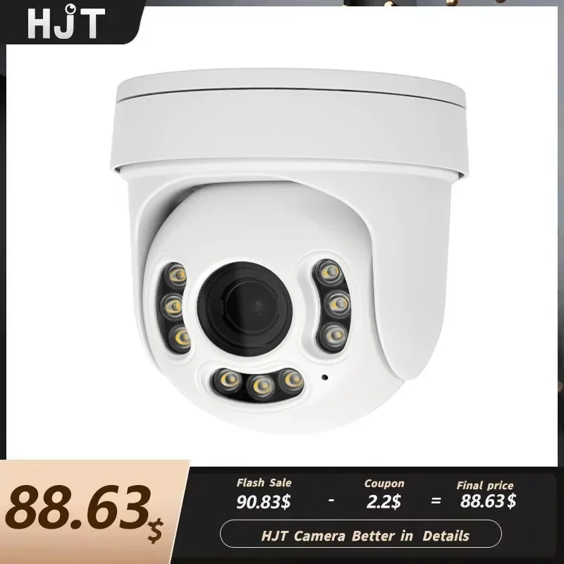 HJT IMX415 8MP 4K WIFI/4G SIM Security Camera 5MP PTZ Dome Caemra 5X Zoom Two Way Audio Human tracking IR&Color Night Version