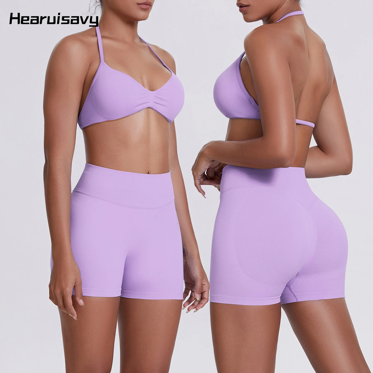 

Hearuisavy 2Pcs Woman's Sport Outfit Sportswear Gym Female Underwear Push Up High-Waist Yoga Pants Breathable Fitness Sports Bra