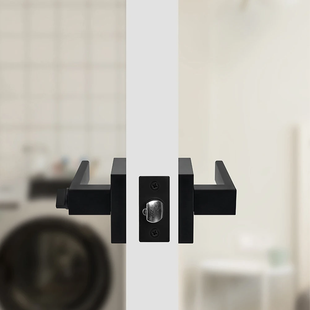 

Aluminum Alloy Lock Knob Heavy Duty Black Square Lever H Locks for Bedroom Bathroom Door Knob Replacement