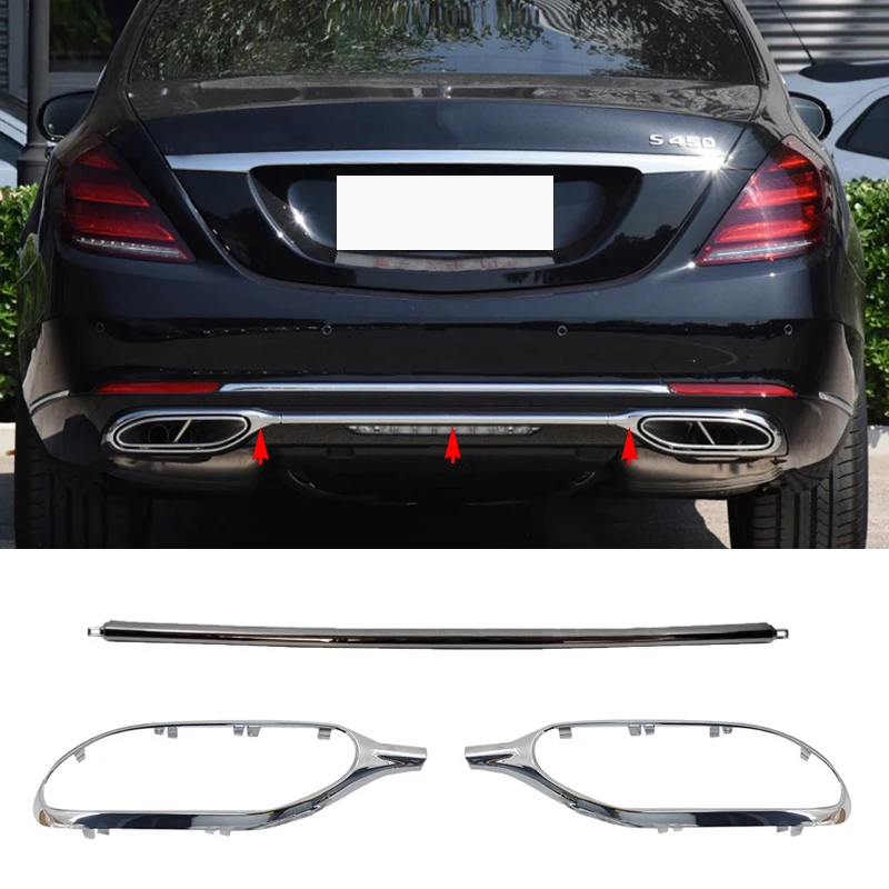 For Maybach S Class W222 Rear Bumper Exhaust Pipe Cover Chrome Chromium Trim Parts A2228852900 A2228853000 A2228853100 2018-2020