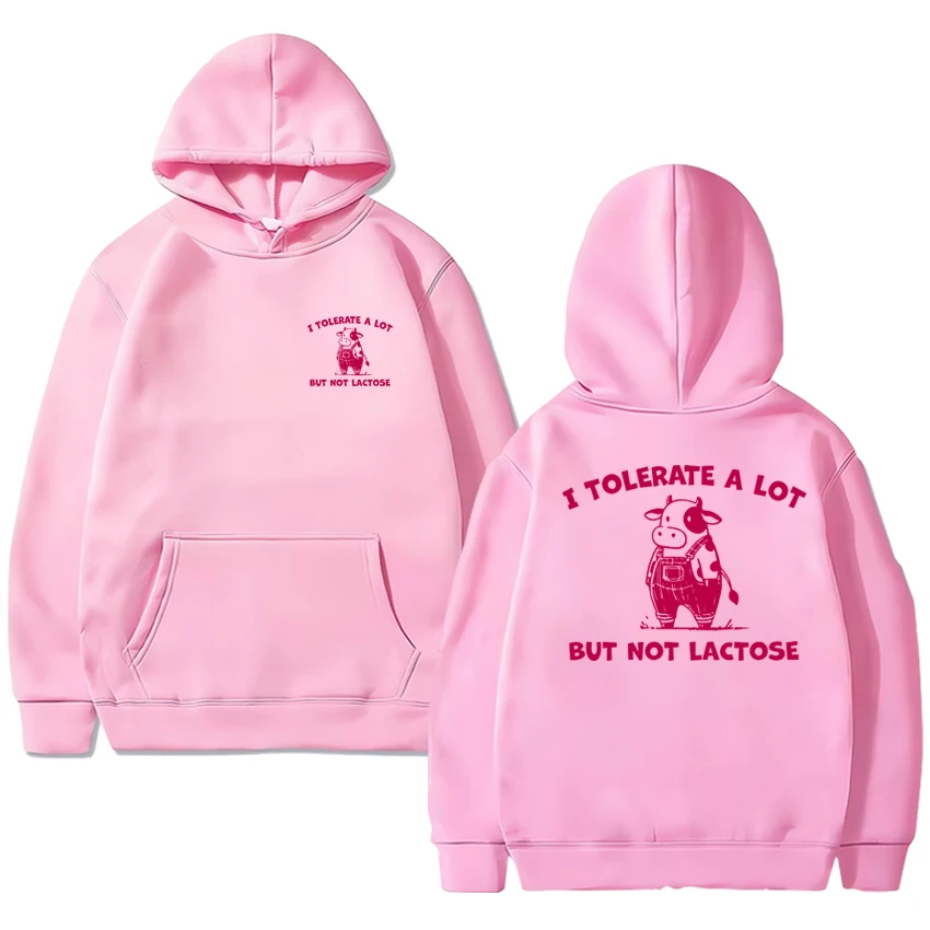 2025 New Funny Humor I Tolerate A Lot But Not Lactose Hoodie Unisex Cute Cow Meme pullover Men women Fleece Casual Sweatshirt