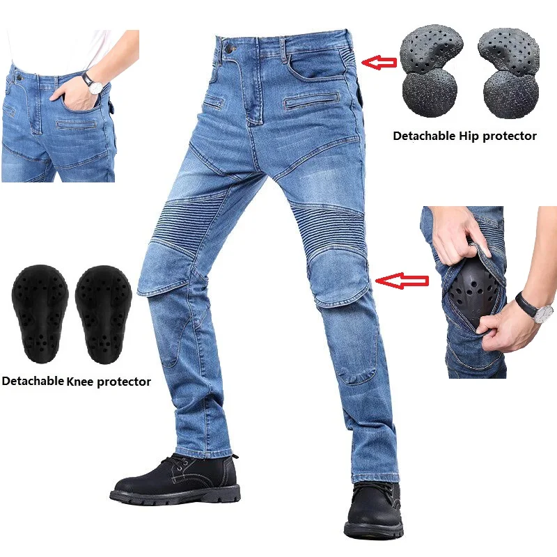 Four seasons motorcycle pants classic outdoor riding motorcycle jeans Drop-resistant pants with 4 protective gear