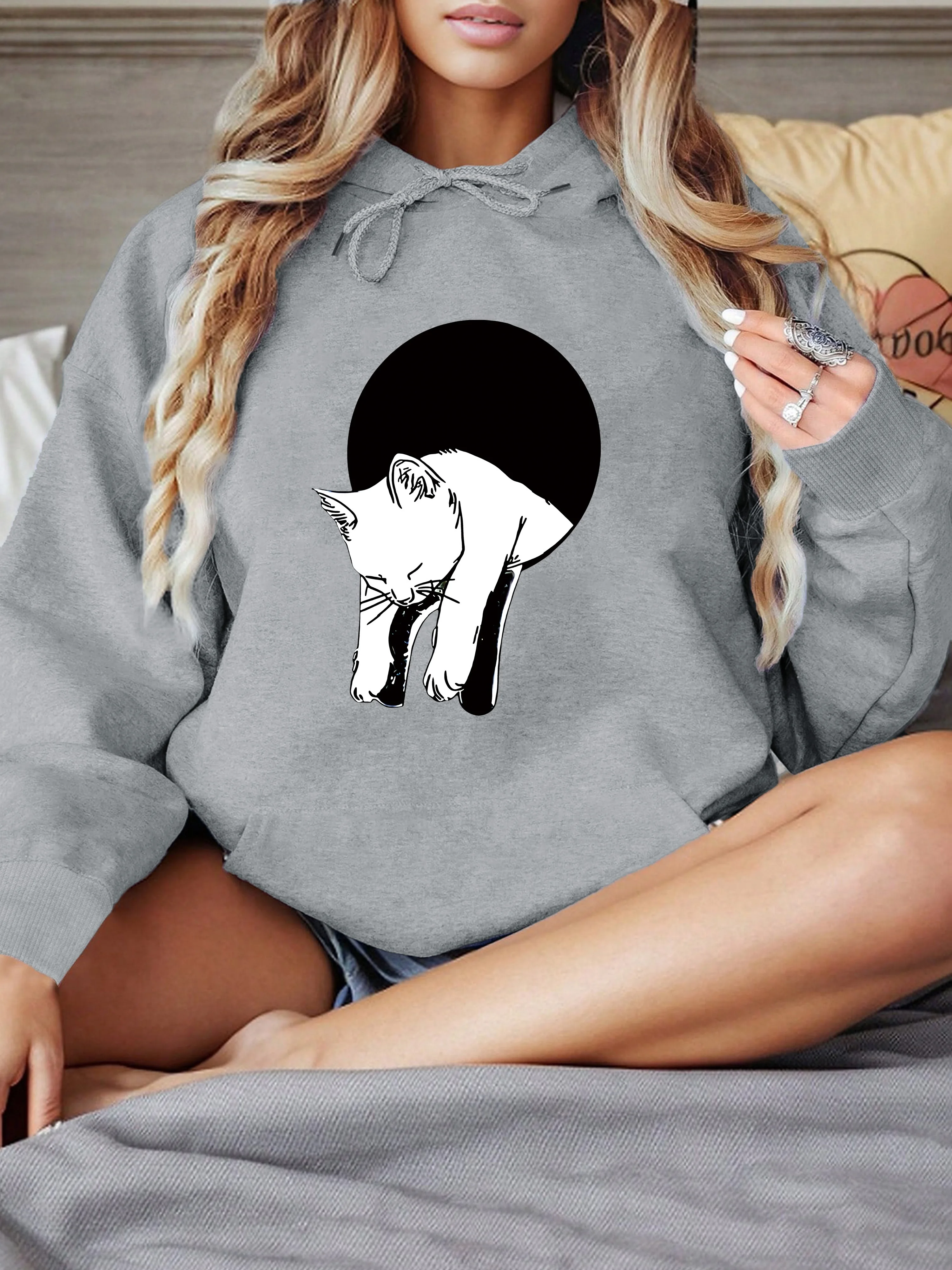 Cute Lazy Cat 3D Printed 2025 Autumn/Winter Women's Hoodie Top Long Sleeve Casual Women's Wear Sweatshirt Clothing