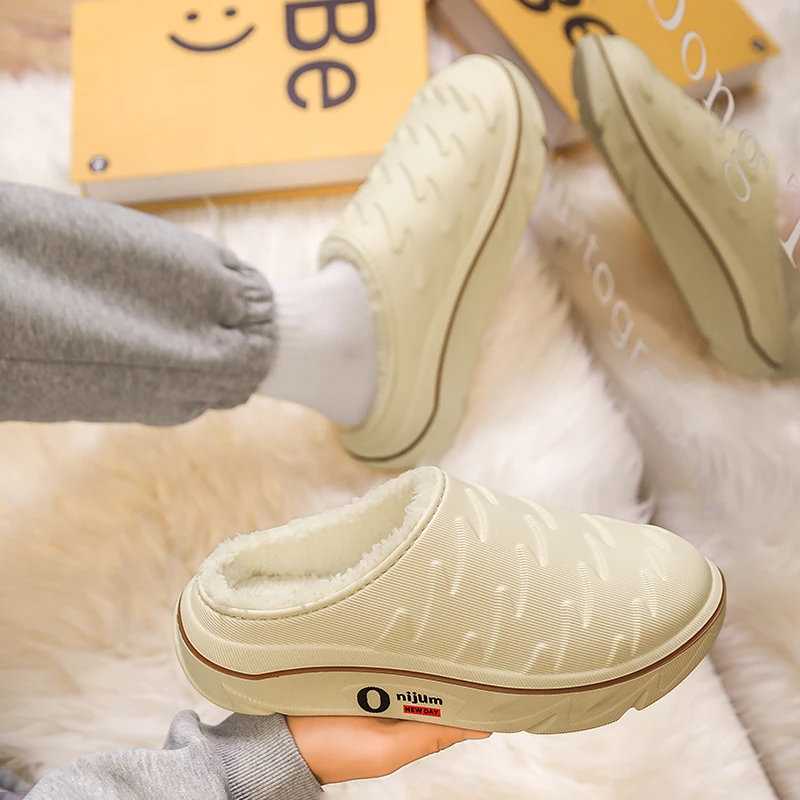 Herren- und Damen-Baumwollhausschuhe für Herbst und Winter, Geeignet für Innen- und Außenbereich, mit Zusatzfleece, Verdickt für W – Detail 15