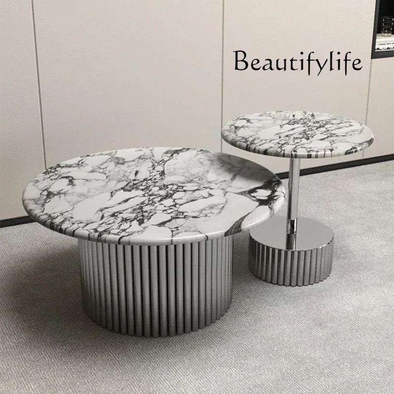 

Q Round Decor Modern Coffee Table Marble Acrylic Minimalist Side Table Luxury Design Mesa De Centro Sala Living Room Furniture
