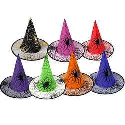 Cappello da strega cappello di Halloween decorazione puntelli per adulti bambini Cosplay strega rete garza copricapo poliestere teff strega Halloween