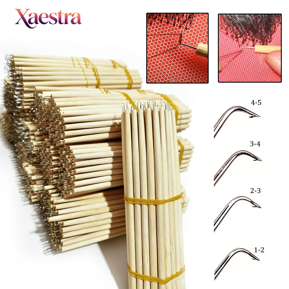 Bamboo Handle Hook Needle With Fixed Needle Tip 1/3Pcs Hooking Hair Ventilating Needles For Wig Making Repair & Hair Supplement
