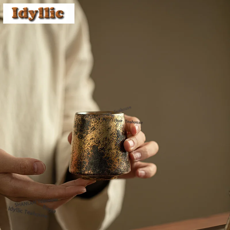 

130 мл грубая керамическая позолоченная чайная чашка, креативная чайная чаша, кувшин для воды, персональная чашка для дегустации чая, чашки Chazhan Master для чайных аксессуаров