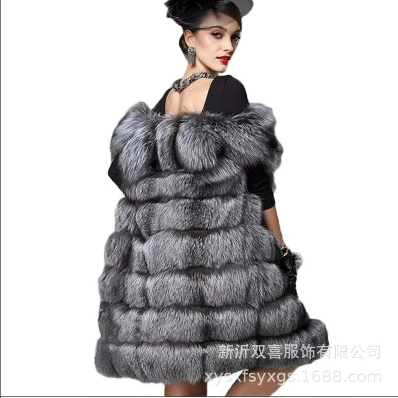 Sleeveless Jacket for Women, Fox Fur Vest, Short, Artificial, Oversized, Warm, Female Coat, Winter