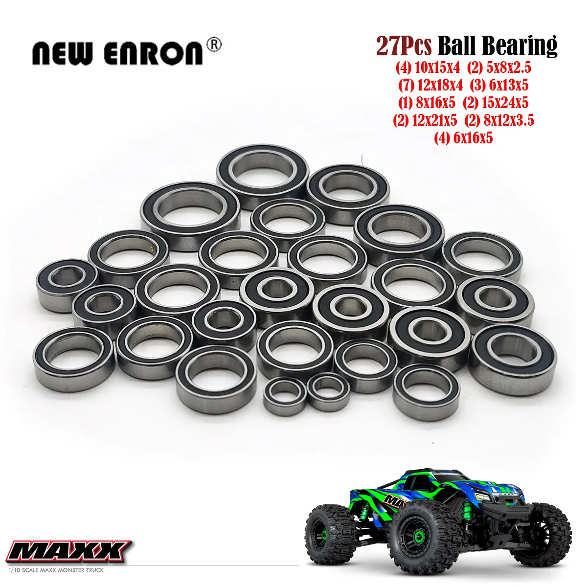 27 шт. Полный комплект подшипников, черная герметичная предварительно смазанная деталь для радиоуправляемых автомобилей, монстр-Трак 1/10, Traxxas, MAXX, WideMAXX, 4S 89086-4