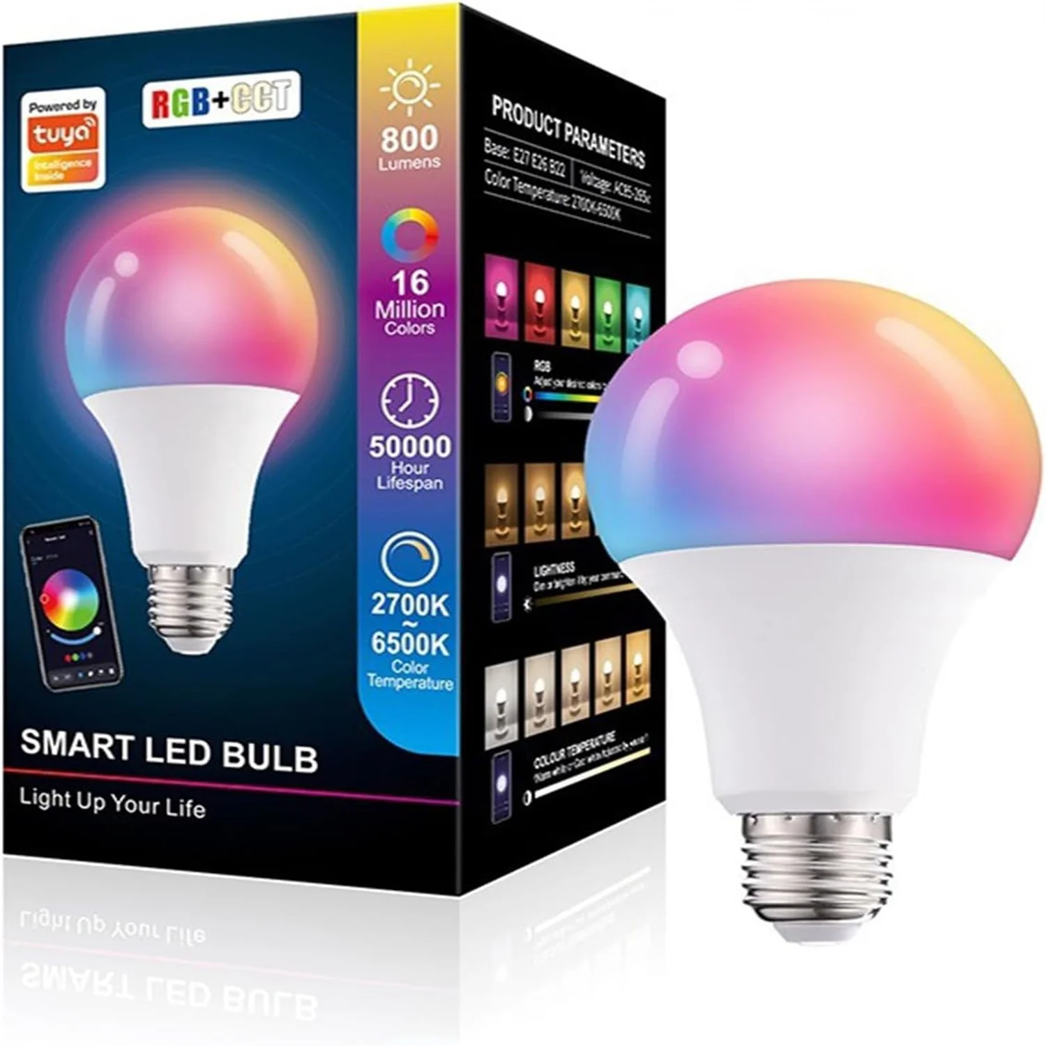 Tuya 15W Smart Bulb Led Lamp E27 RGB Smart Light Bulbs AC85-265V Smart Lamps Home Bedroom Room Decoration